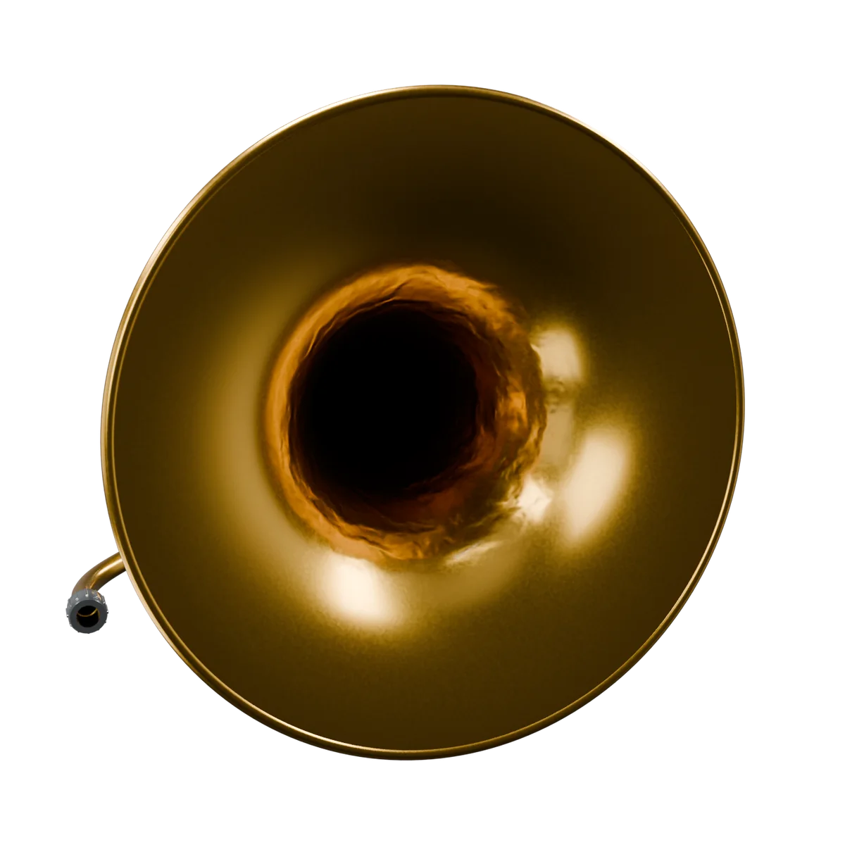 Looking straight into the flared brass bell.